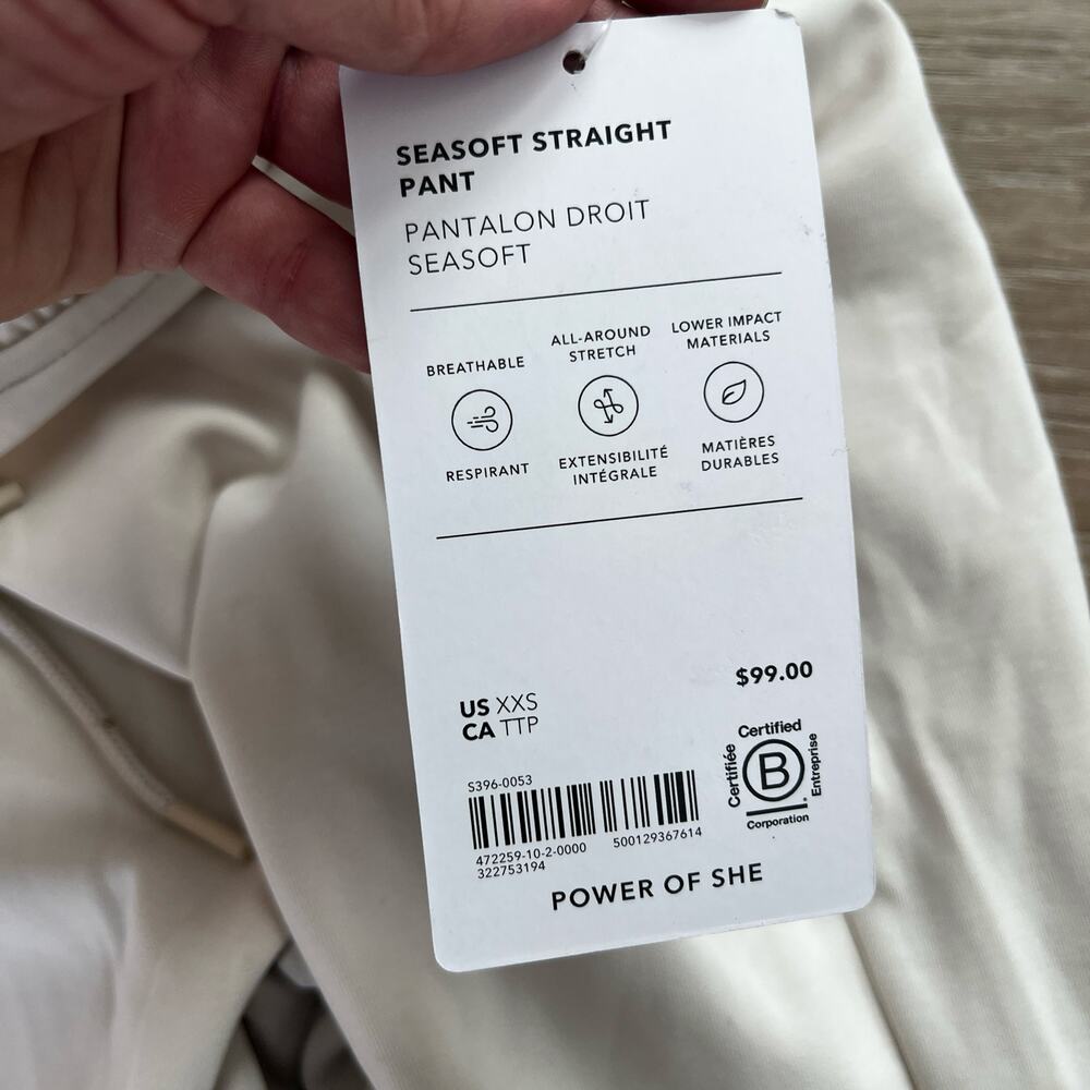ATHLETA Women's Seasoft Mid Rise Straight Pant Size XXS In Bone - Picture 14 of 15